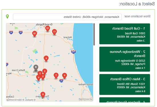 "Select a Location" screen. Provide your city, state, or zip code.